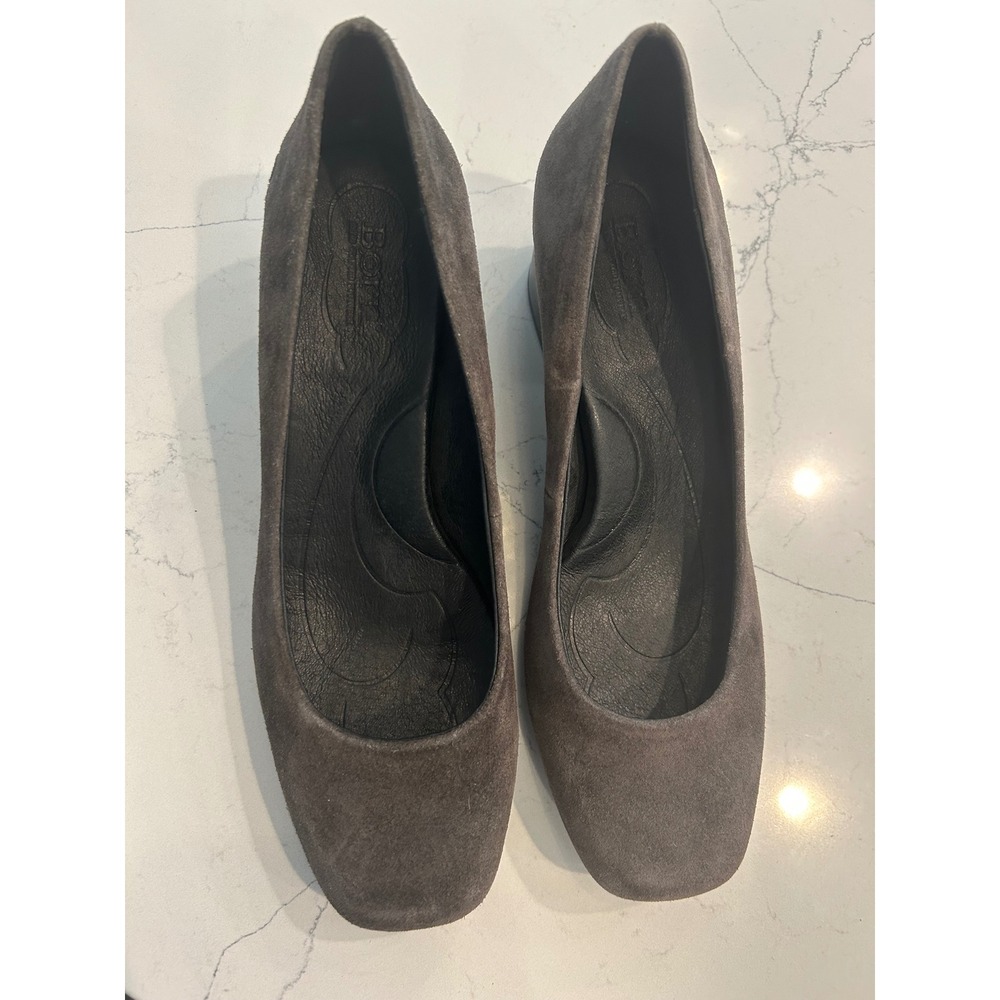 Women's Suede Square-Toe Pumps in Gray